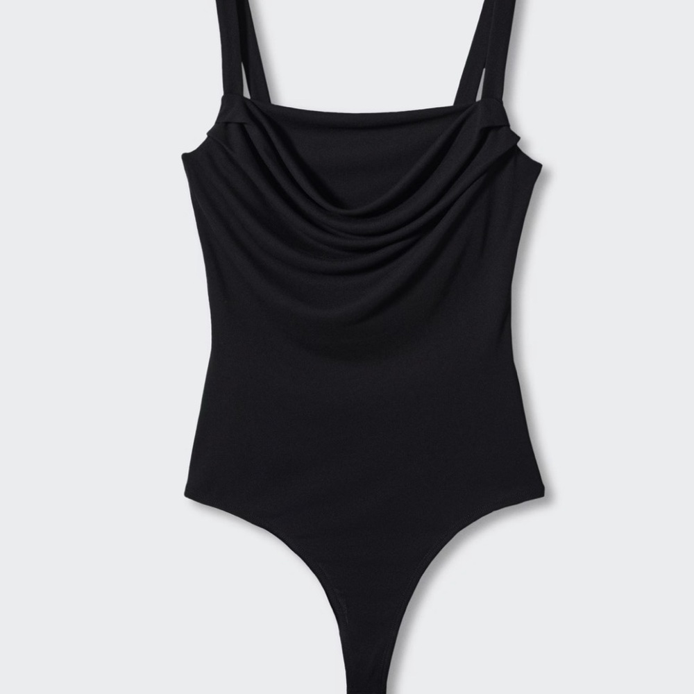 Mango Black Draped Bodysuit